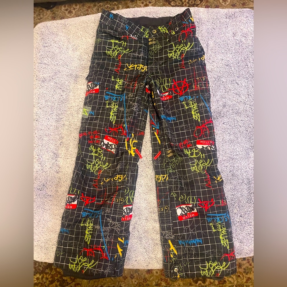 Burton Dry Ride unisex Ski/Snowboard pants graffiti print youth XL 14/16